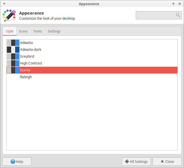 Appearance - Themes