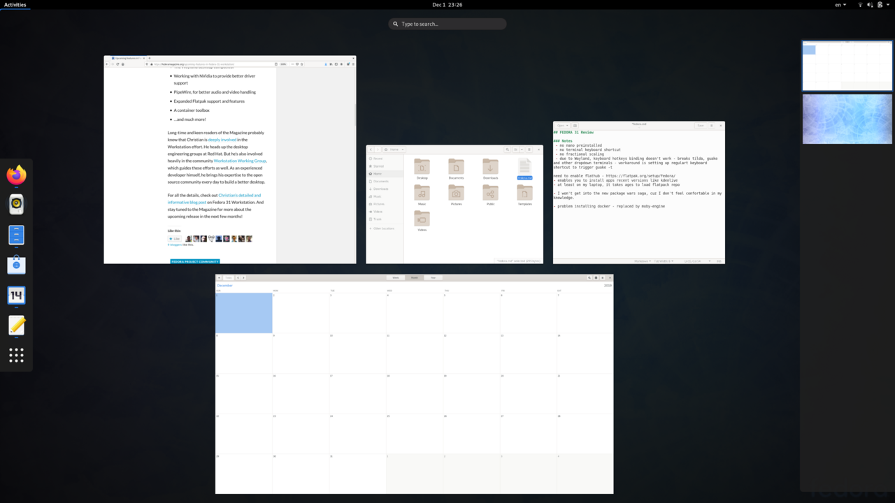 Gnome Shell - Activities overview